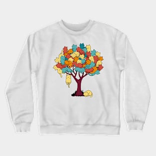 Womens Cat Tree Cat Cool Autumn Tree Cat Lover Crewneck Sweatshirt